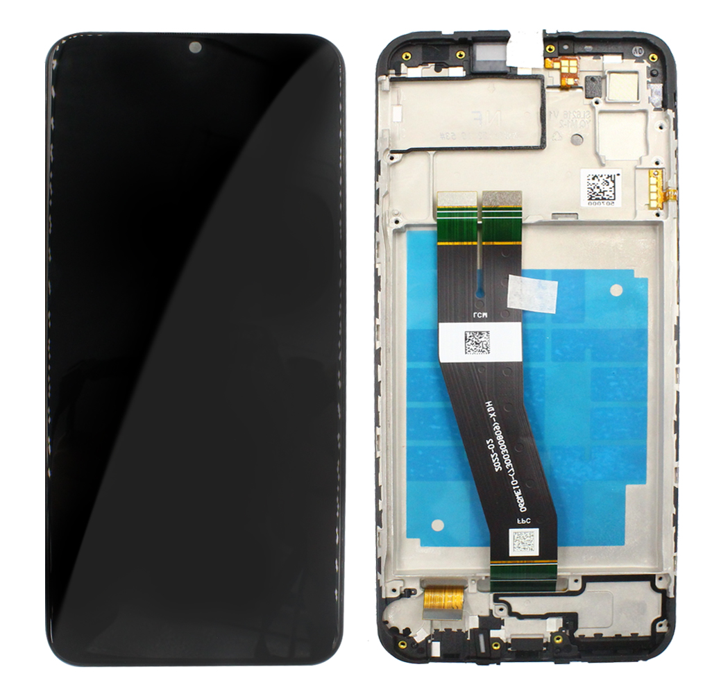 LCD SAMSUNG A03 (2022) / A035G BLACK WITH FRAME ORIGINAL (SERVICE PACK)
